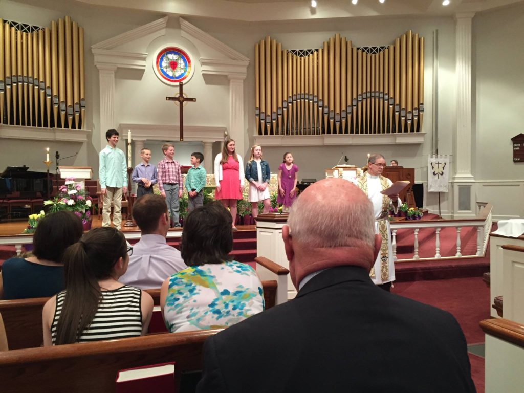 Children participating in worship